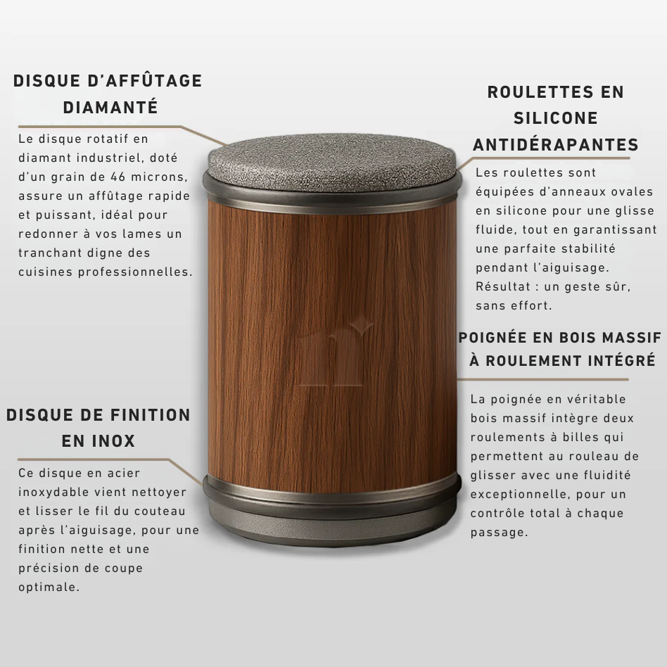 Aiguiseur diamanté à roulettes – Coffret complet